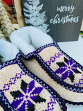 KNITTED MOCCASIN SLIPPERS- ELECTRIC GRAPE