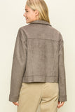 ALL YOU NEED SUEDE BUTTON DOWN JACKET - GREY