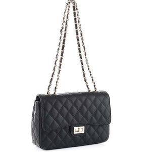 BLACK- CHIC QUILTED STITCHING DESIGN CROSSBODY BAG