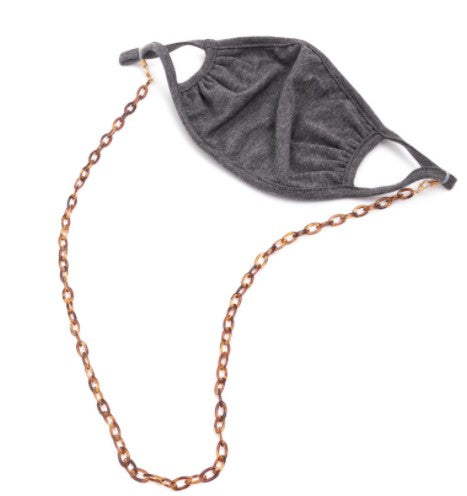 Dainty Tortoise Shell Acetate Chain Link Face Mask Necklace