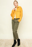ALL YOU NEED SUEDE BUTTON DOWN JACKET - MUSTARD